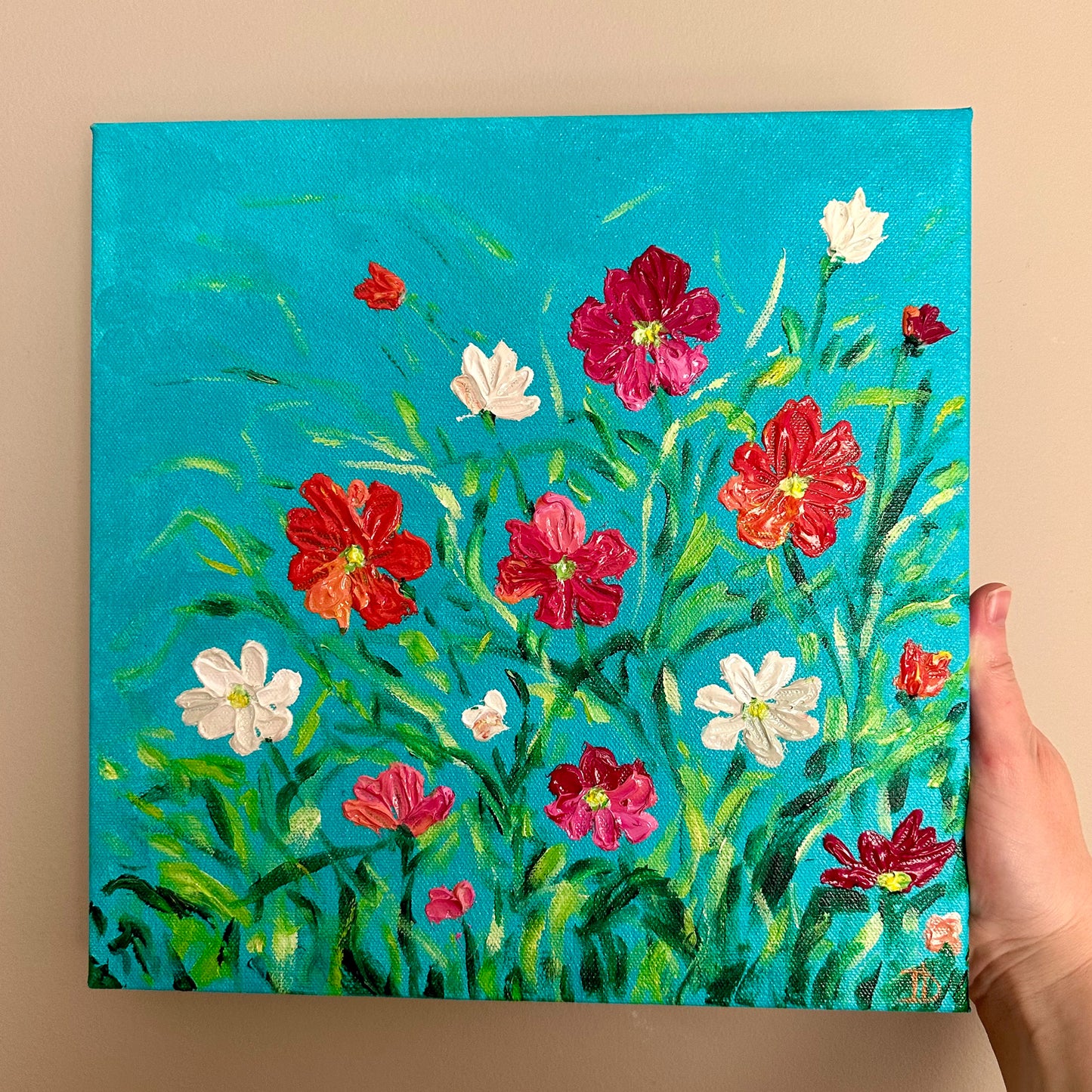 Summer Cosmos 12"x12" painting - perfect for a gallery wall!