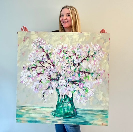 Vibrance 36"x36" Large Spring Branch Painting on Canvas