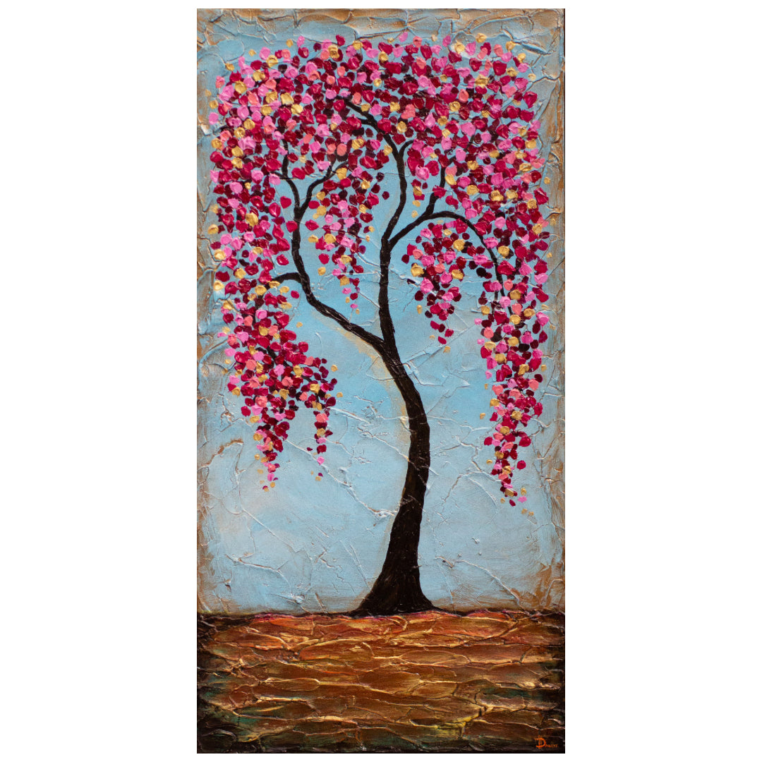 Spring Eternal 18"x36" Spring Tree Impasto Painting  (Tall Painting)