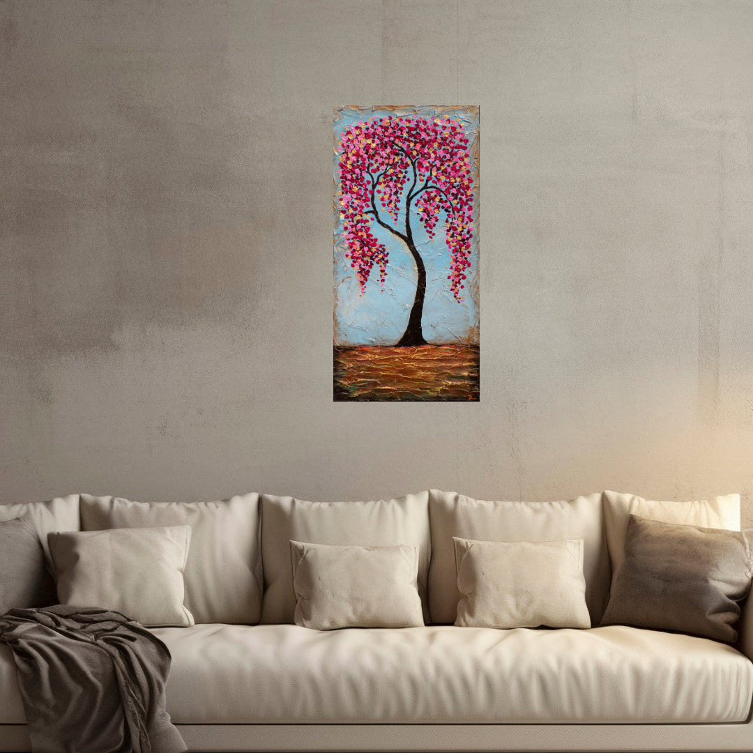 Spring Eternal 18"x36" Spring Tree Impasto Painting  (Tall Painting)