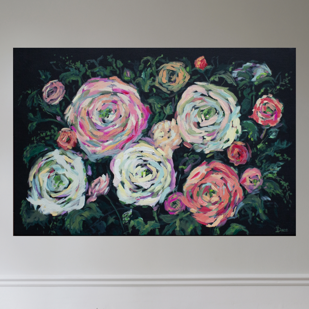 Then I Chose 36"x24" Spring Flower Textured Painting w/ Beautiful Abstract Ranunculus