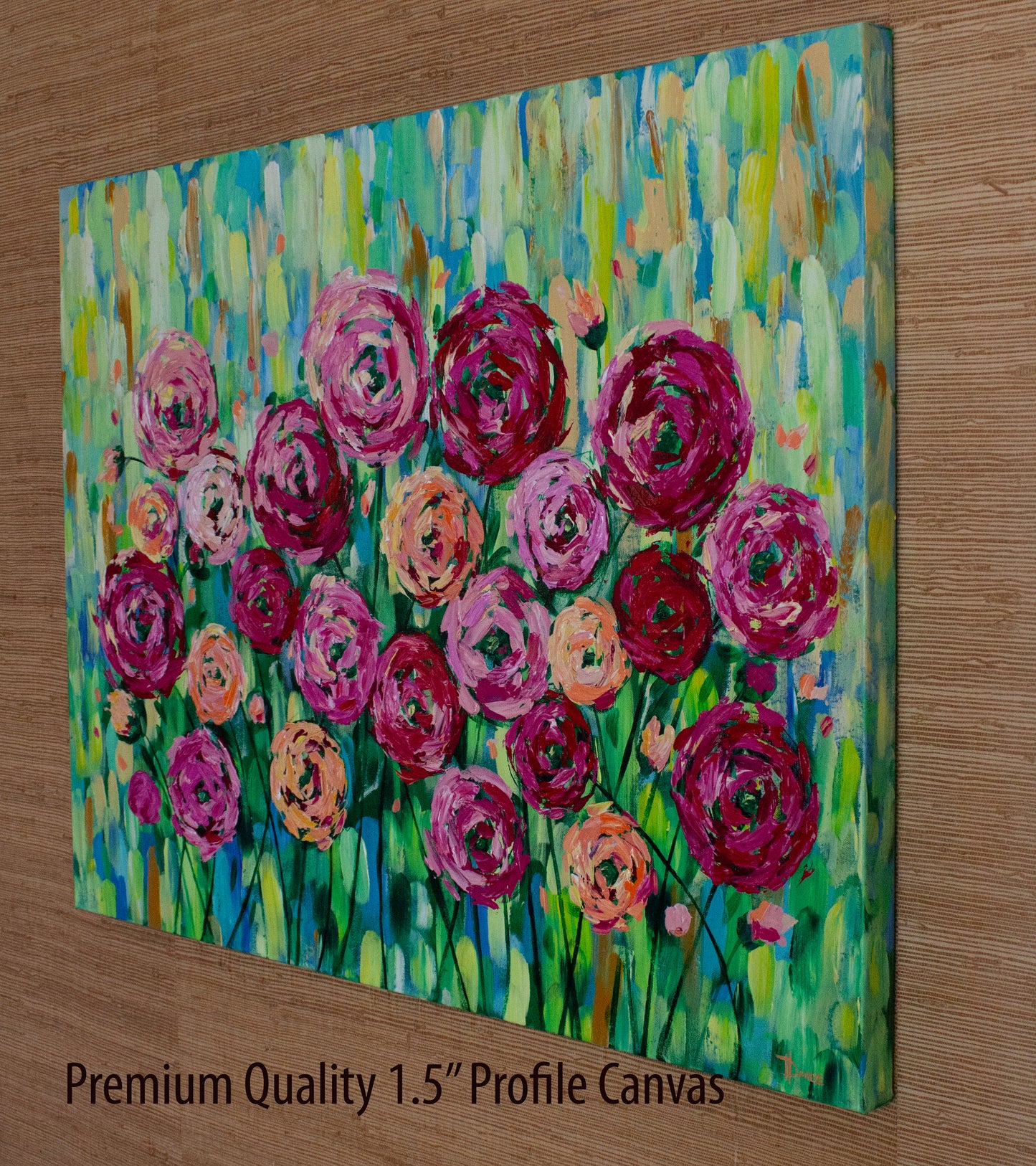 Choose to See the Good 40"x30" Flower Impasto Painting with Beautiful Abstract Ranunculus